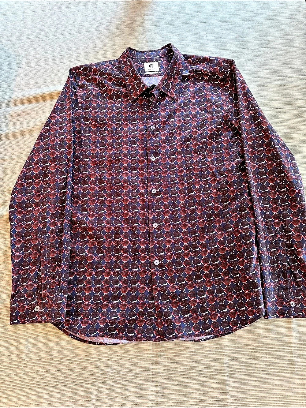 Paul Smith Men's Geometric Button Down in Black & Red XL